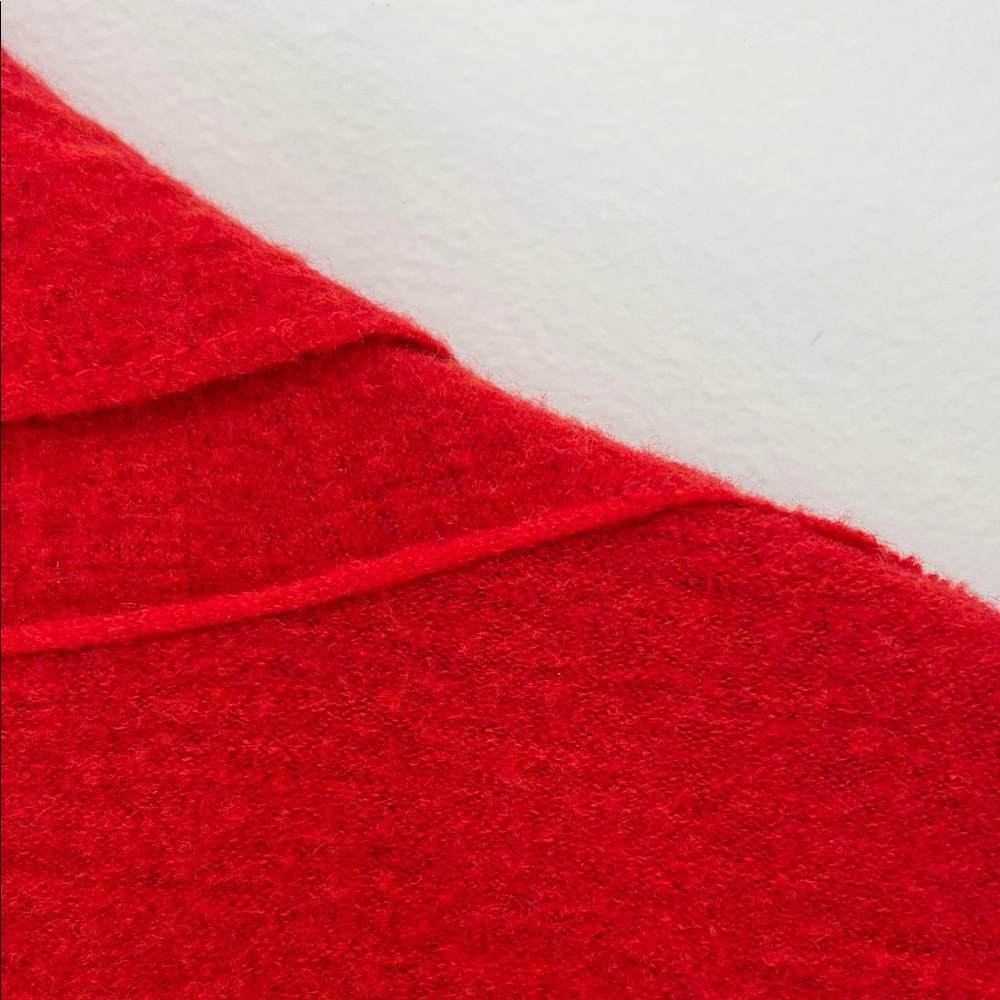 Eileen Fisher | Vibrant Red Open-Front Fine Merino Wool Shawl Cardigan Size L - Picture 7 of 16